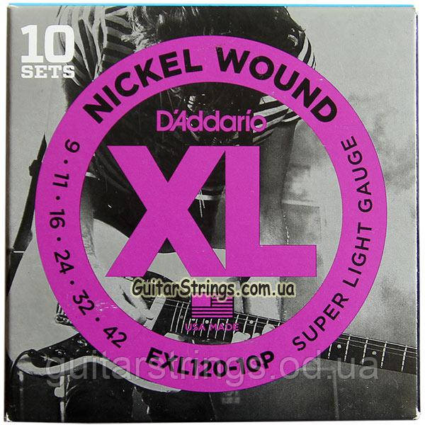 Струны D'Addario EXL120-10P Nickel Wound 9-42 10 set