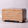 Хлібниця Kamille 35см з нержавіючої сталі з бамбуковою кришкою KM-1107, фото 5