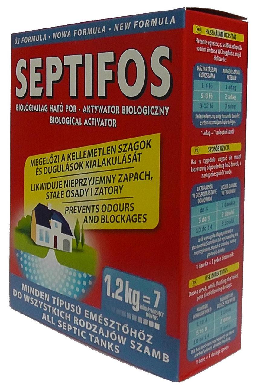 Биоактиватор для септика Septifos vigor 1,2kg (профи пакет с мерной ложкой) на 7 месяцев - фото 1 - id-p301709757