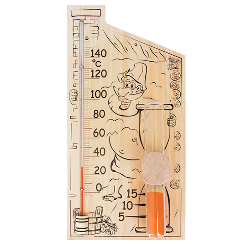 Термометр для сауни і лазні з пісочним годинником «Банна станція»