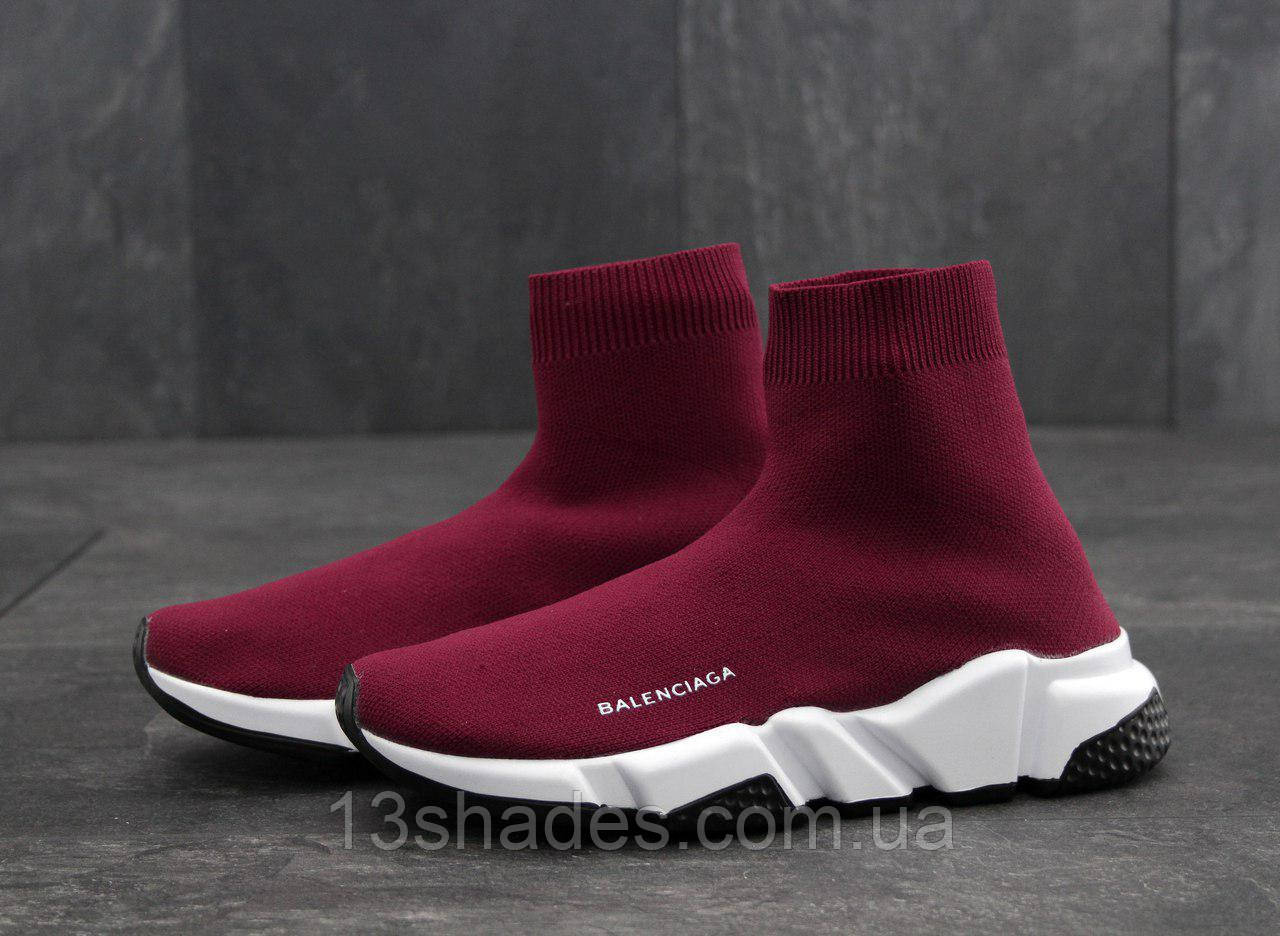 Кросівки чоловічі Balenciaga Speed Trainer Sneakers, бордовий, фото 1