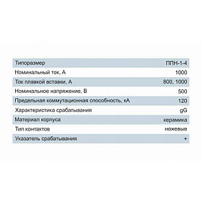 Плавка вставка запобіжника ППН-1-4, габарит 4, 800А, Electro, фото 3