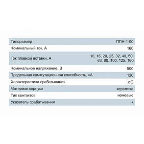 Плавка вставка запобіжника ППН-1-00, габарит 00, 100А, Electro, фото 2