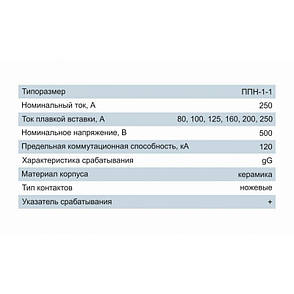 Плавка вставка запобіжника ППН-1-1, габарит 1, 160А, Electro, фото 2