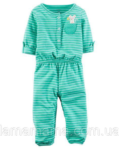 Комбінезон бавовняний Мишка в кишеньці Embroidered Jumpsuit Картерс 12М (72-78 см, 9.3-11.1 кг)