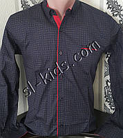 Стильная стрейчевая рубашка для мальчика 7-12 лет(опт) (темно синяя) (пр. Турция)
