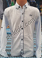 Стильная стрейчевая рубашка для мальчика 6-14 лет (опт)(голубая 01) (пр. Турция)