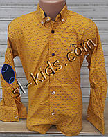 Стильная стрейчевая рубашка для мальчика 6-14 лет(опт) (горчица Н02) (пр. Турция)