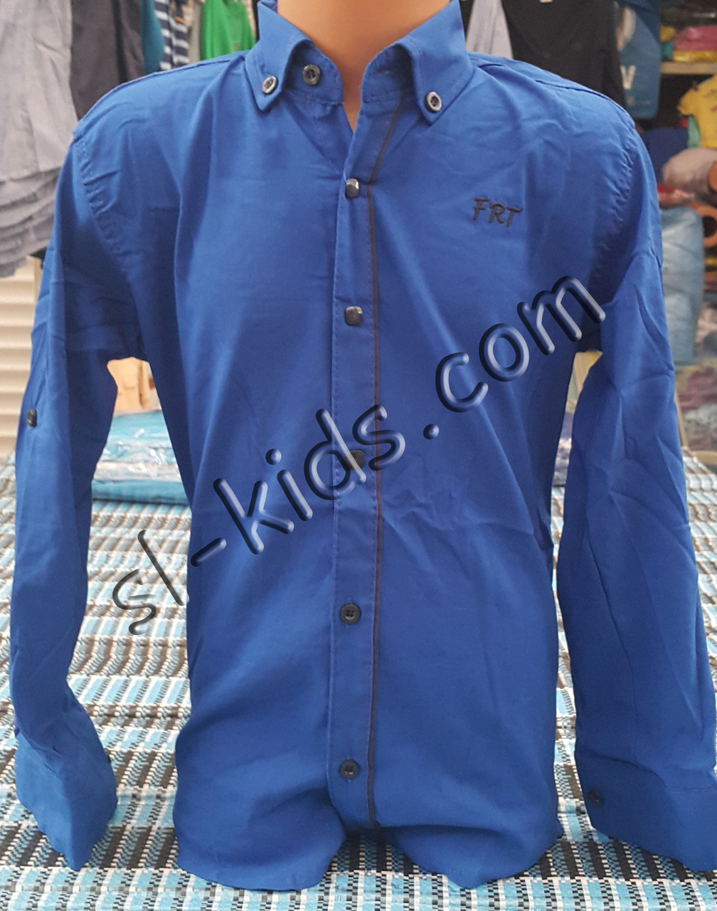 Стильна стрейчева сорочка для хлопчика 6-14 років (яскраво синя 01) (пр. Туреччина)