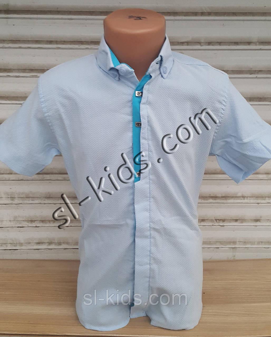 Стильна сорочка (шведка) для хлопчика 6-14 років (блакитна 02) (пр. Туреччина)