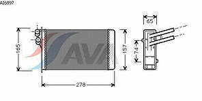 Радіатор пічки (опалення) Audi 80, Ауді 80, Шкода, Фольксваген (пр-во AVA QUALITY COOLING AI6097)