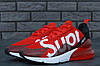 Чоловічі кросівки Supreme x Nike Air Max 270 (Найк Аір Макс Супрім) червоні, фото 4