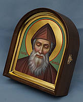 Кіот арочний для ікони Святого Шарбеля з внутрішньою дерев'яною рамою, покритої поталлю., фото 3