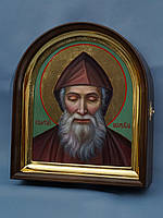 Кіот арочний для ікони Святого Шарбеля з внутрішньою дерев'яною рамою, покритої поталлю., фото 2
