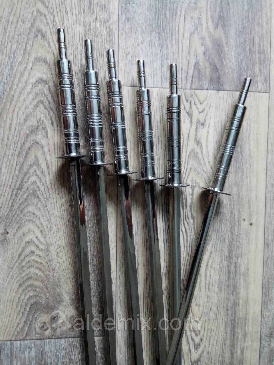 Шампури подарункові ручної роботи з неіржавкої сталі в чохлі (набір із 6 штук), фото 1