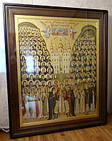 Кіот для ікони "Всіх Печерських Святих" рівний, з вільхи, з внутрішньою дерев'яною рамою., фото 2