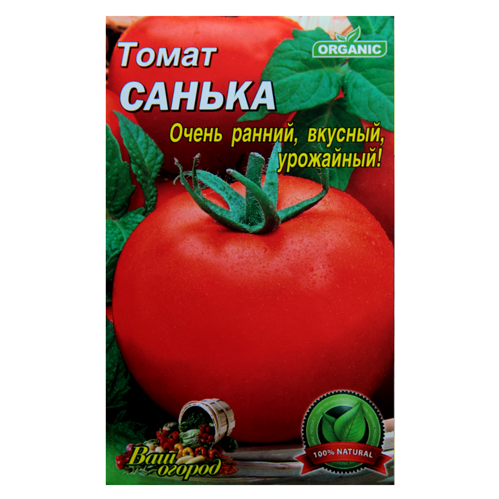 Семена Томат Санька красный очень ранний 3 г большой пакет - фото 1 - id-p667110894