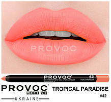 Напівперманентний гелевий олівець для губ No42 (кв. яскраво-кораловий) PROVOC Gel Lip Liner Tropical Paradise 