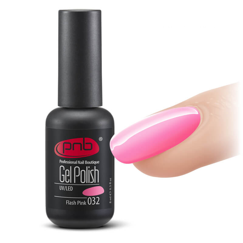 Гель-лак PNB 032 Flash Pink яскраво-рожевий 8мл.