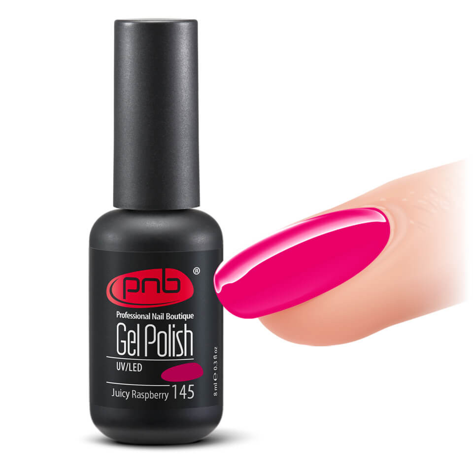 Гель-лак PNB Juicy Raspberry 145, 8 мл малиново-рожевий