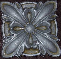 Гипсовый декор, орнамент, одноцветный, 8,5 х 8,5 см. устаренное серебро