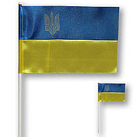 Флажок (прапорець) Украины с гербом , атлас , 12х18 см.