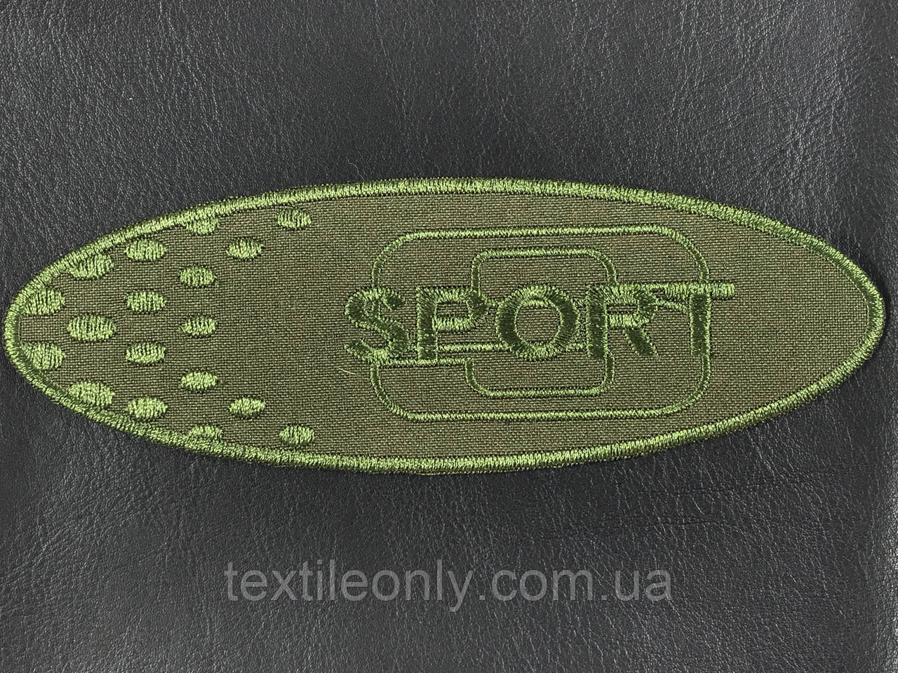 Нашивка Sport овал кольору хакі 160х55 мм