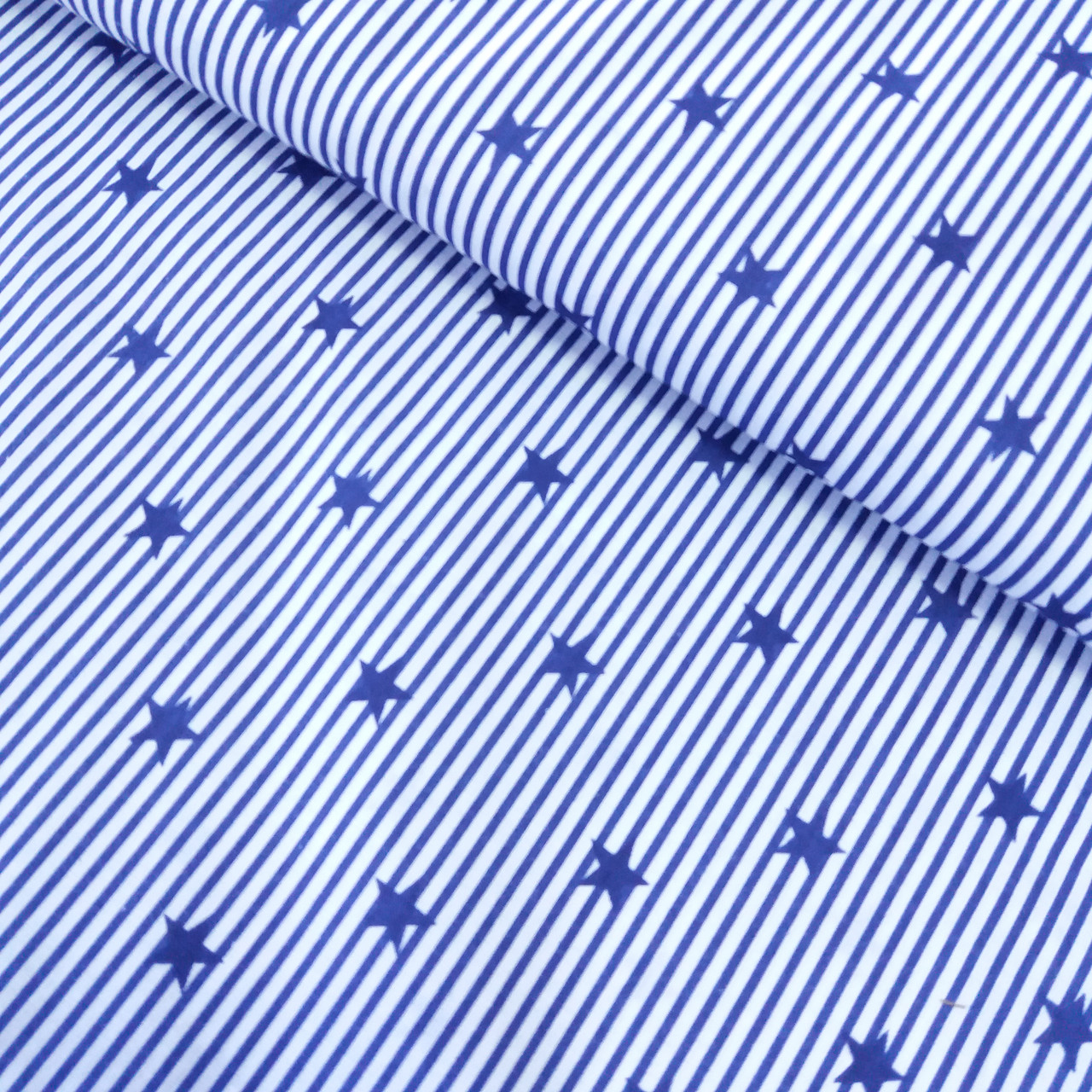 Тканина з синьою смужкою і зірками, ширина 160 см
