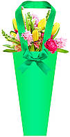 Бумажная сумка для букетов и горшечных цветов, зеленая