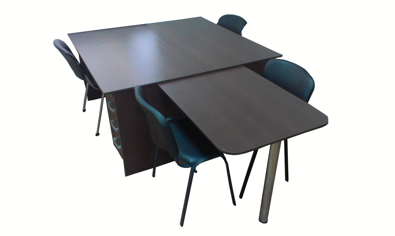 Комплект офисной мебели №1. Стол руководителя с приставкой. Стол компьютерный 2 шт + стол приставной ЛДСП - фото 1 - id-p36416151