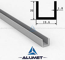 Швелер алюмінієвий 19.6х20х1.8 мм анодований ПАС-1546