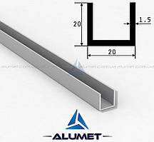 Швелер алюмінієвий 20х20х1.5 мм без покриття ПАА-3088