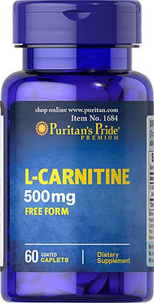 Л-Карнітин, Puritan's Pride L-Carnitine 500 mg 60 Caplets, фото 2