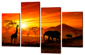 Модульна картина Слони в Африці