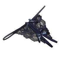 Стринги з розрізом чорні, стринги мереживні з відкритим доступом еротичні