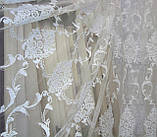 Тюль із вишивкою в зал, спальню, вітальню білий фатин "Міранда", фото 3