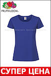 Жіноча футболка синя преміум Ringspun premium T LADY-FIT Fruit of the Loom,S, фото 3