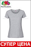 Жіноча футболка сіра преміум Ringspun premium T LADY-FIT Fruit of the Loom,XL, фото 3
