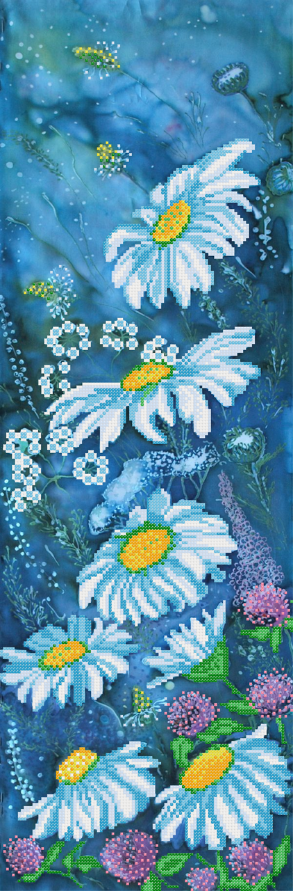 Схема для вишивки бісером Блакитні квіти ромашки, фото 1