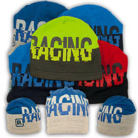ОПТ Вязаная шапка с надписью RACING, для мальчика, р. 50-52 (5шт/упаковка)