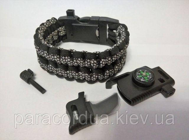 Браслет виживання з паракорда з ножем 5 в 1, "Здвоєна кобра"
