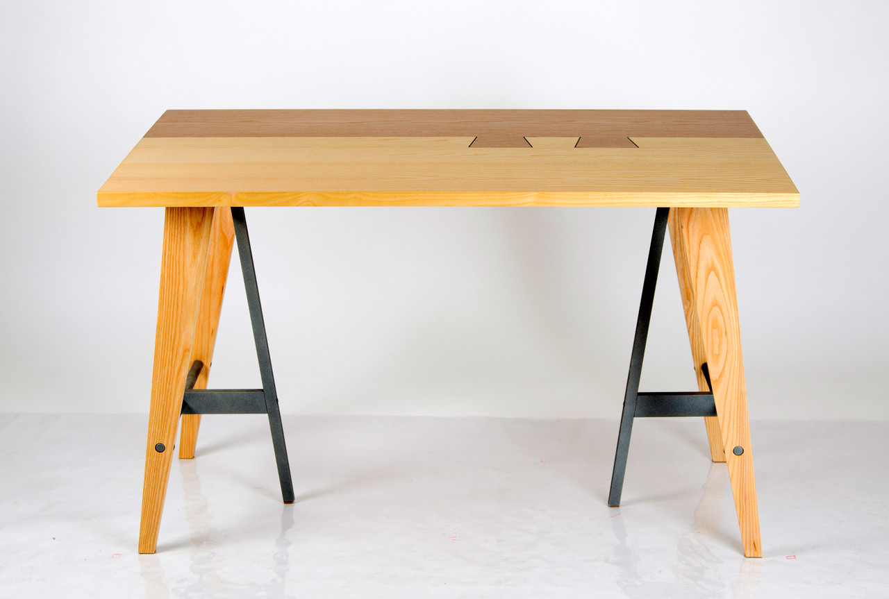 Стіл нерозкладний на кухню Дублін Мікс меблі , колекція меблів "Лофт", колір ясен натуральний + горіх