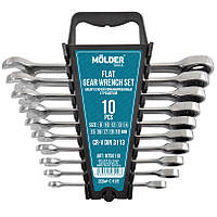 Набір ключів ріжково-накидних комбінованих з тріскачкою Molder сталь CR-V 8-19 мм 10 шт (MT56110)