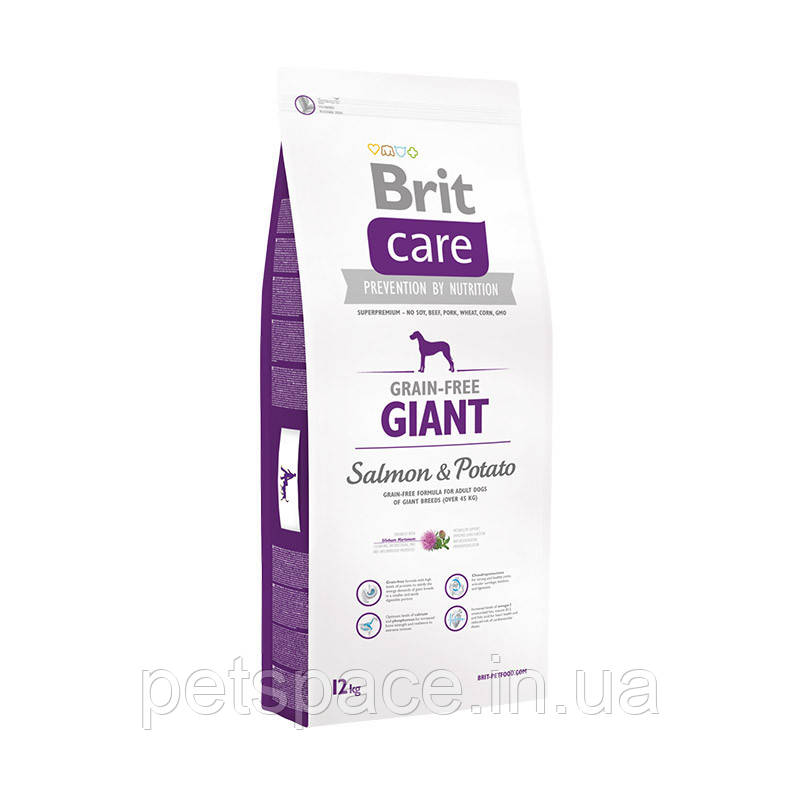 Корм Brit Care Giant Salmon & Potato (Бріт Кеа для дорослих собак гіганські порід з лососем) 1кг.