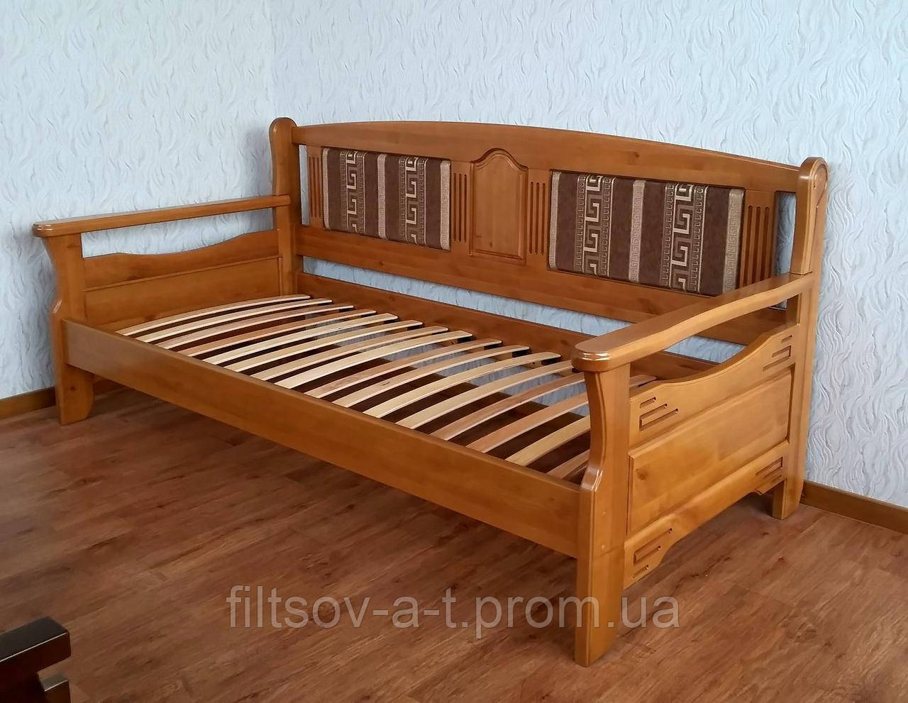 Дерев'яний диван-ліжко з м'якою спинкою "Орфей - 2" від виробника