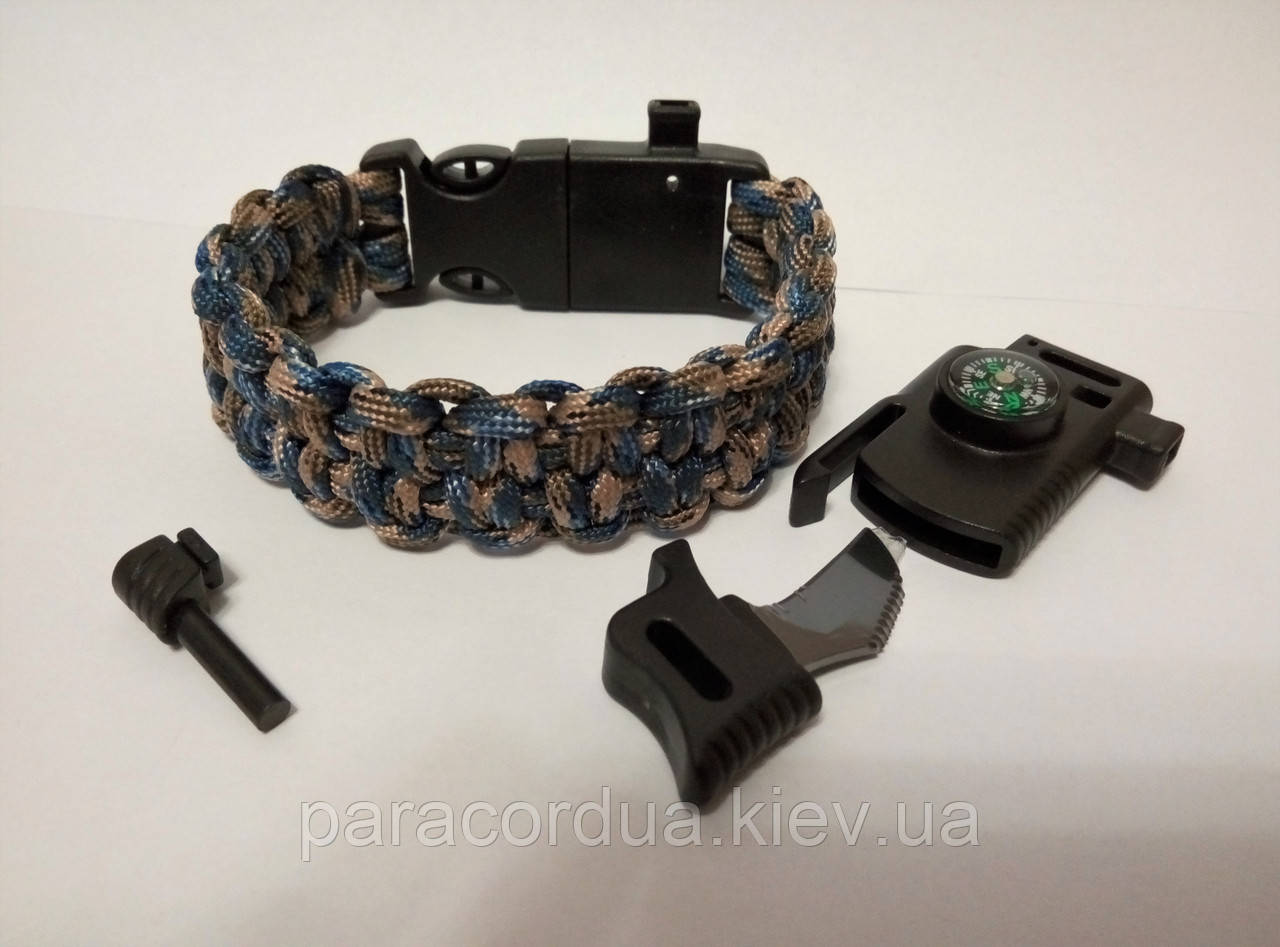 Браслет виживання з паракорда з ножем 5 в 1 , "Плетіння "Быстрорасплетаемый"