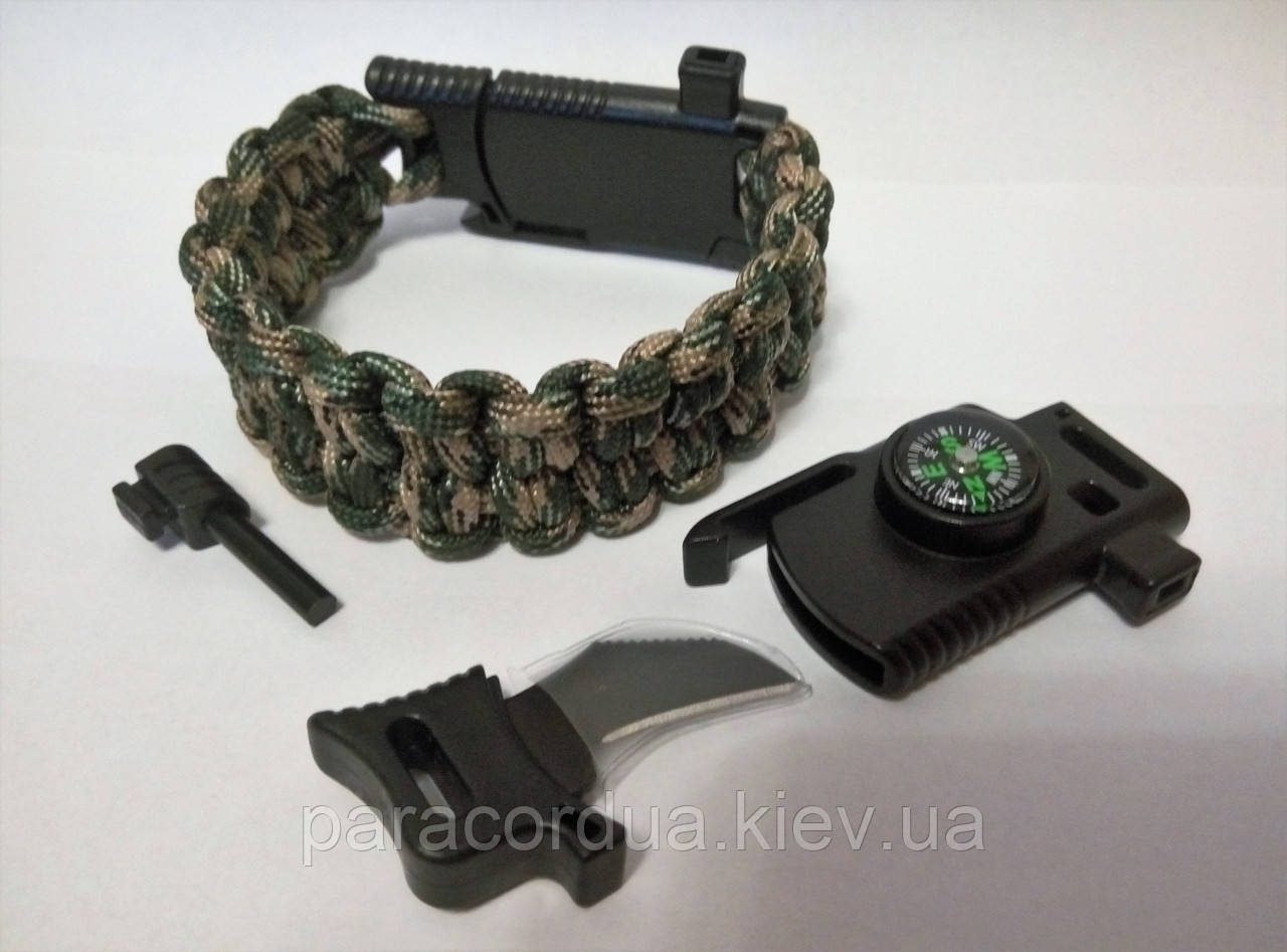 Браслет виживання з паракорда з ножем 5 в 1 , "Плетіння "Быстрорасплетаемый"