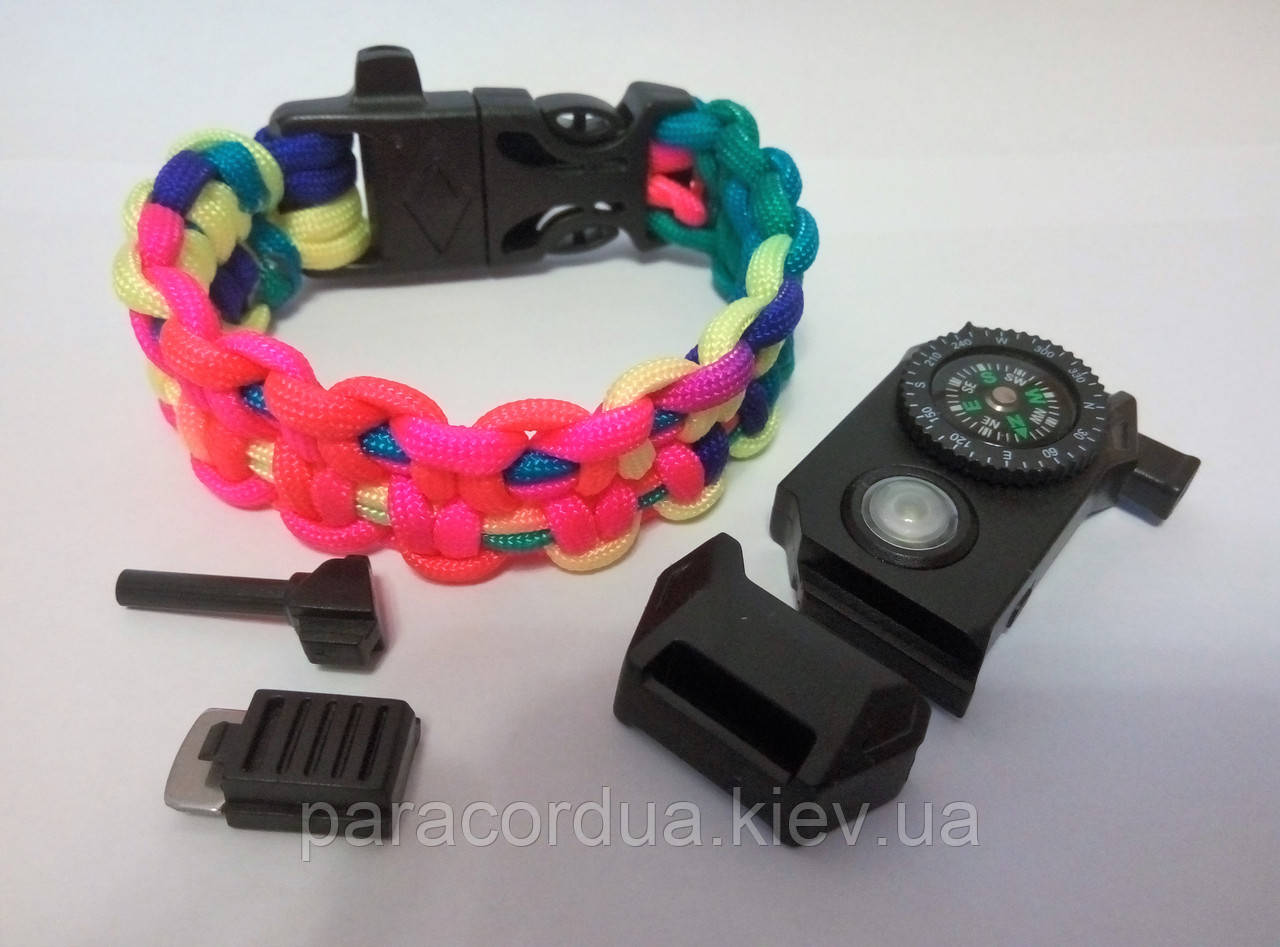Браслет виживання з паракорда Ліхтарик 5 в 1, "Плетіння "Быстрорасплетаемый"