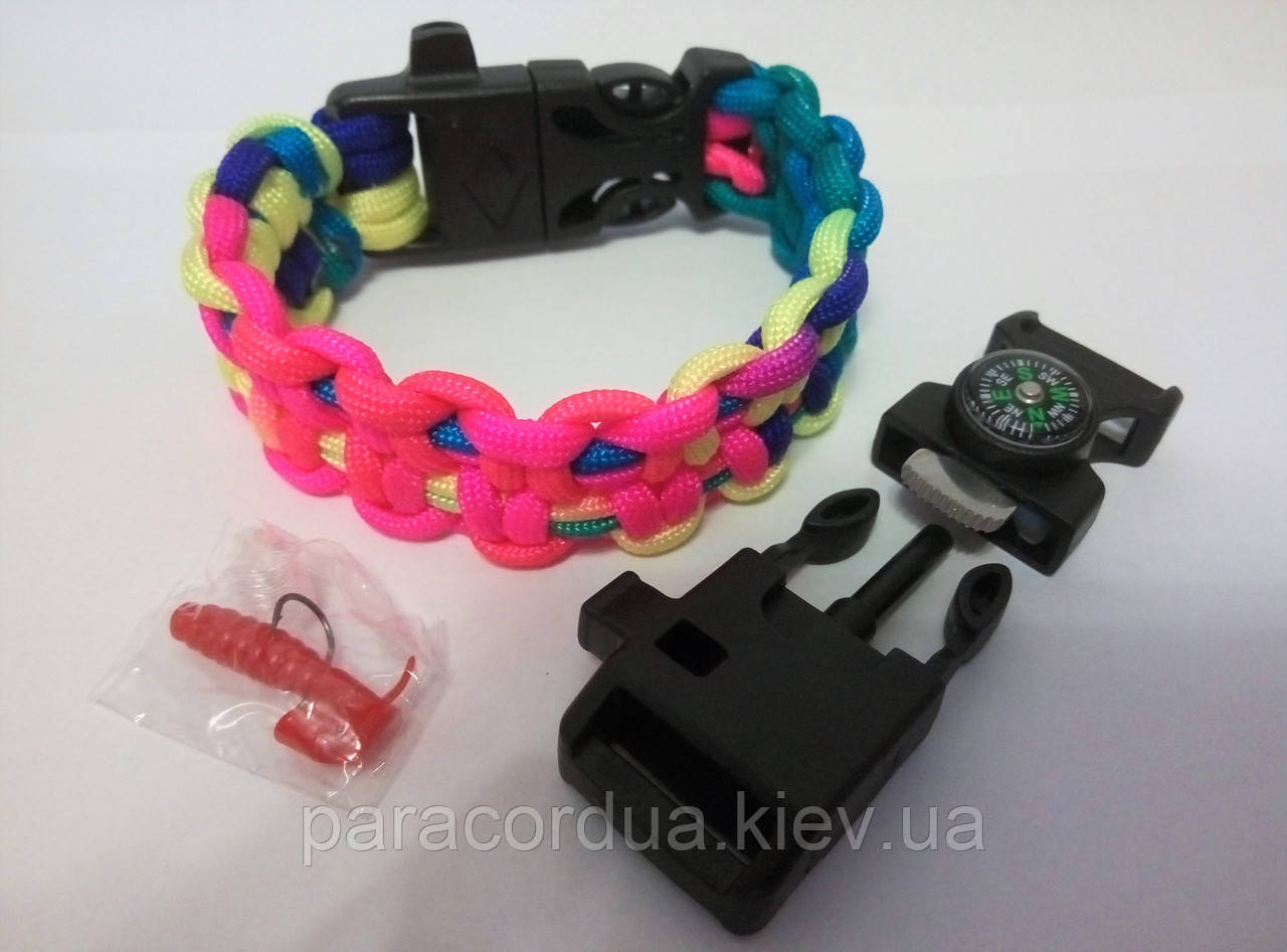 Браслет виживання з паракорда Рибалка 5 в 1, "Плетіння "Быстрорасплетаемый"
