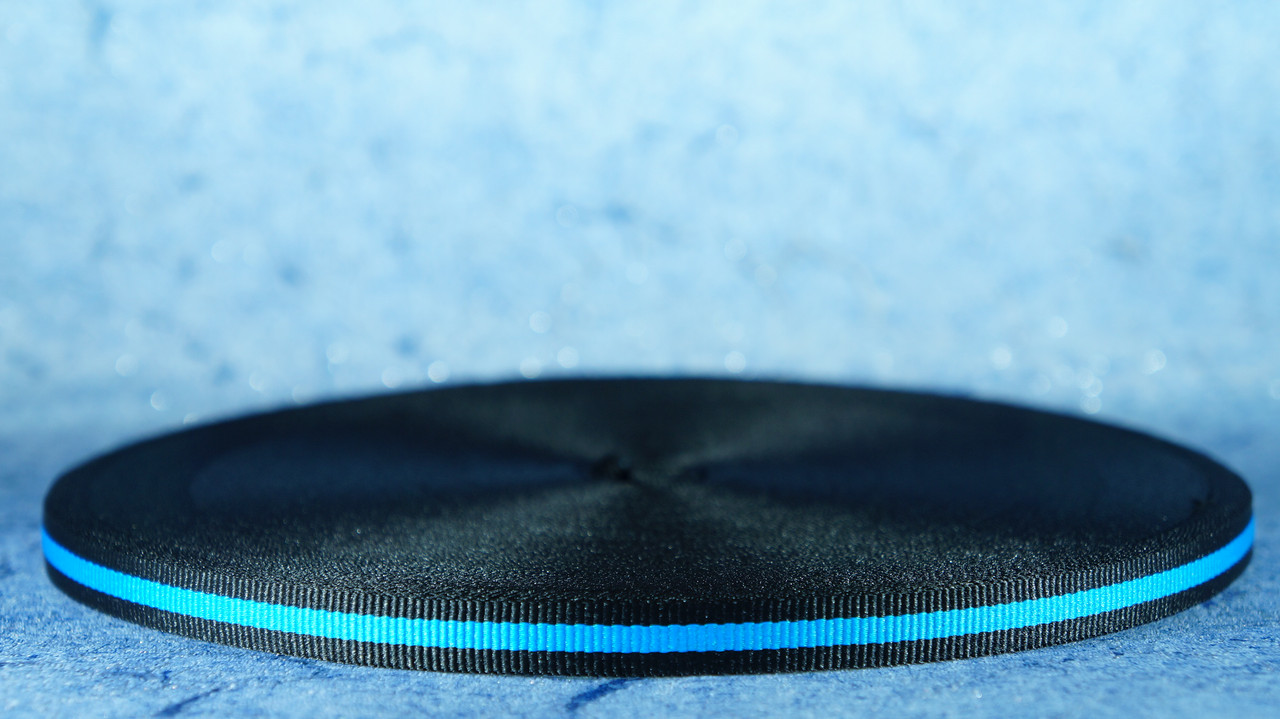 Стрічка репсова 10 мм чорний/бірюза/чорний